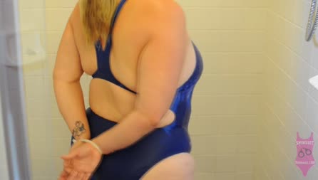Swimsuit Bondage - 10jess Ziptied Shower Blue Speedo